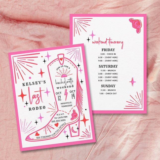 Last Rodeo Cowgirl Bachelorette Weekend Itinerary Invitation (Creator Uploaded)