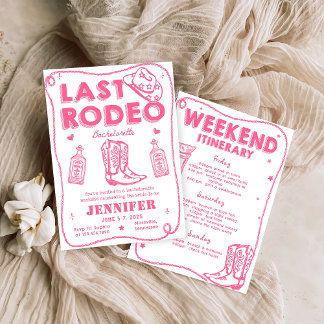 Last Rodeo Cowgirl Bachelorette Weekend Itinerary Invitation