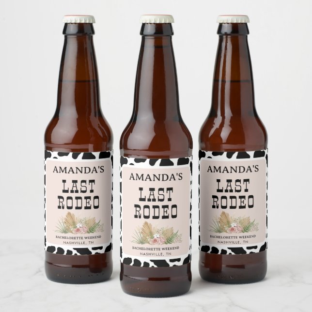 Last Rodeo Cowgirl Bachelorette Weekend Party Beer Bottle Label (Bottles)