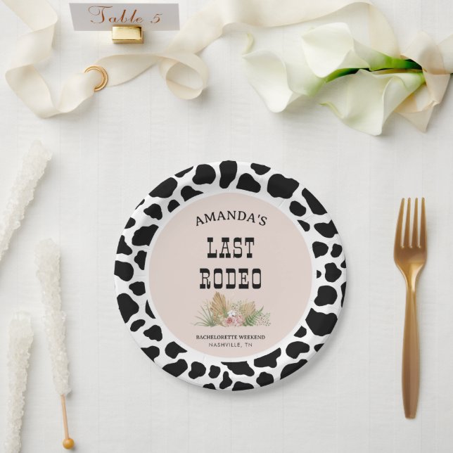 Last Rodeo Cowgirl Bachelorette Weekend Party Paper Plate (Wedding)