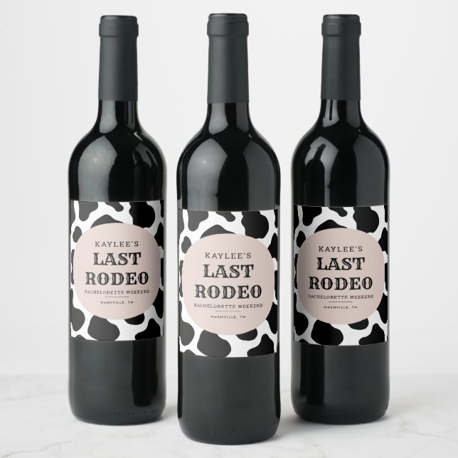 Last Rodeo Cowgirl Bachelorette Weekend Party Wine Label (Bottles)