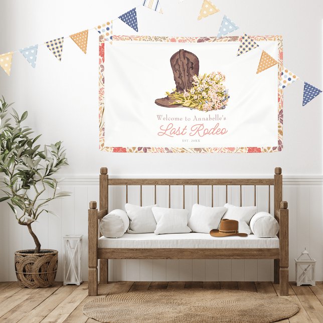 Last Rodeo Cowgirl Boot Floral Bachelorette Banner (Creator Uploaded)