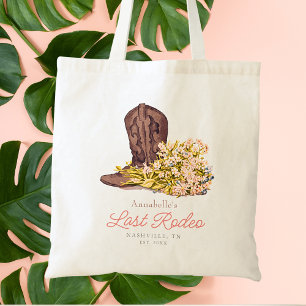 Last Rodeo Cowgirl Boot Floral Bachelorette Favour Tote Bag