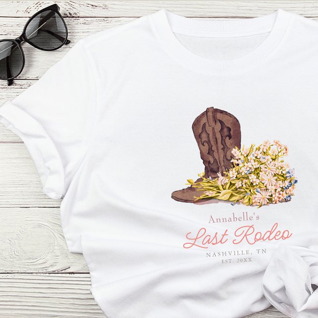 Last Rodeo Cowgirl Boot Floral Bachelorette T-Shirt (Creator Uploaded)