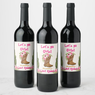 Last Rodeo Cowgirl Bridal Shower Wine Label