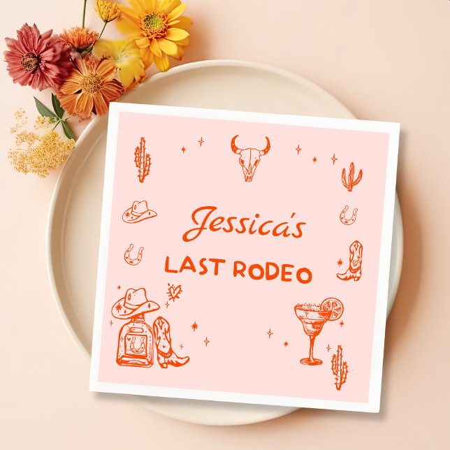Last Rodeo Cowgirl Cocktail Bachelorette Party Napkin (Creator Uploaded)