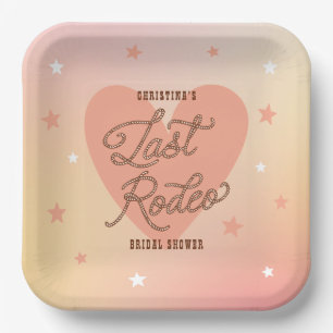 Last Rodeo Cowgirl Heart Cute Peach Bridal Shower Paper Plate