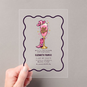 Last Rodeo Disco Cowgirl Bachelorette Party Acrylic Invitations