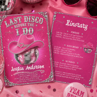 Last Rodeo Disco Cowgirl Bachelorette Party Invitation