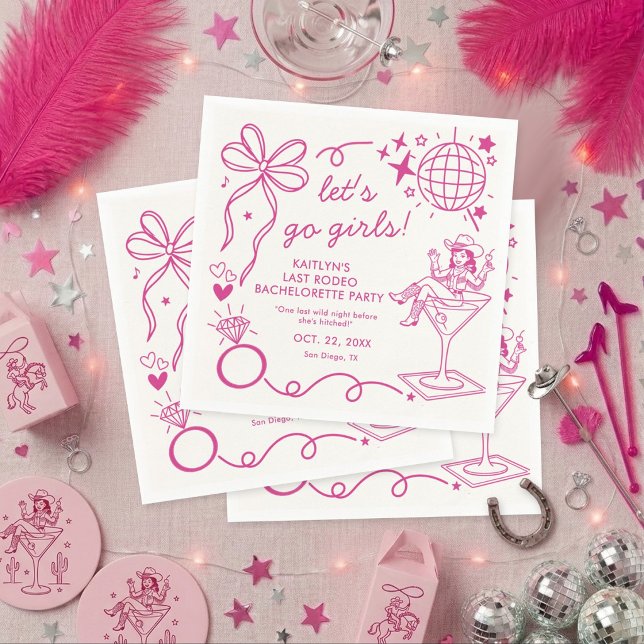 Last Rodeo Disco Cowgirl Bachelorette Party Napkin (Creator Uploaded)