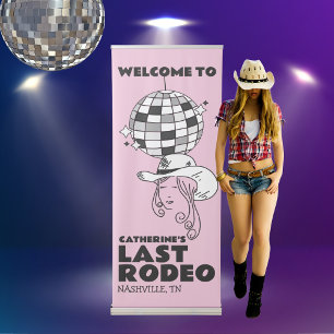 Last Rodeo Disco Cowgirl Bachelorette Party Retractable Banner