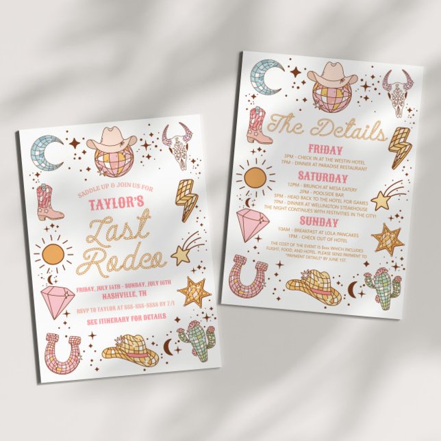 Last Rodeo Disco Cowgirl Bachelorette Weekend Invitation (Creator Uploaded)