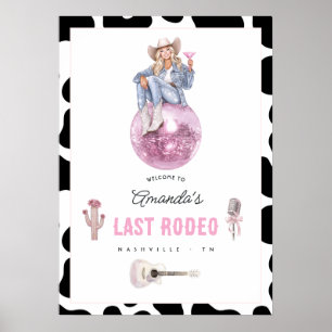 Last Rodeo Disco Cowgirl Bachelorette Welcome Poster