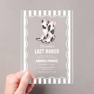 Last Rodeo Disco Cowgirl Western Bachelorette Acrylic Invitations