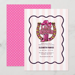 Last Rodeo Hot Pink Disco Cowgirl Bachelorette Invitation