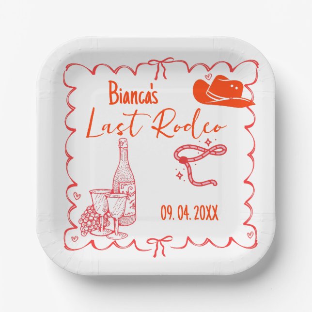 Last Rodeo Nashville Bachelorette Weekend Party Paper Plate (Front)