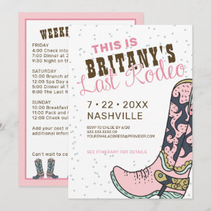 Last Rodeo Pink Bachelorette Party Invitation