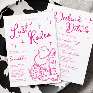 Last Rodeo Pink Cowgirl Bachelorette Party Weekend Invitation