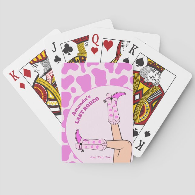 Last Rodeo Pink Cowgirl Bridal Shower Party Playing Cards (Back)