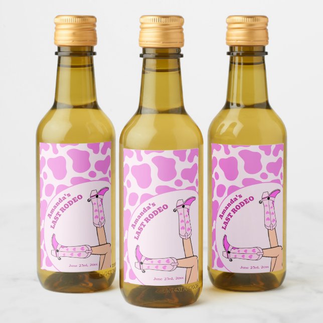 Last Rodeo Pink Cowgirl Bridal Shower Party Wine Label (Bottles)