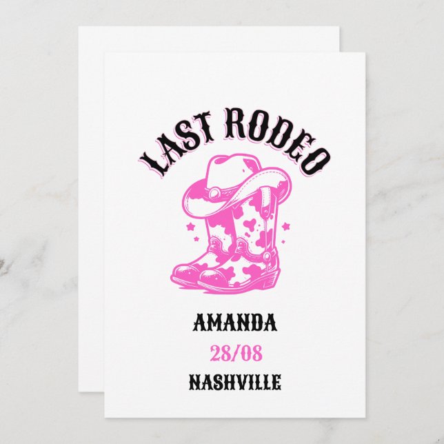 last rodeo pink cowgirl invitation (Front/Back)