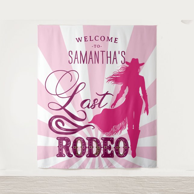 Last Rodeo Pink Cowgirl Nash Bash Bach Welcome Tapestry (Front)