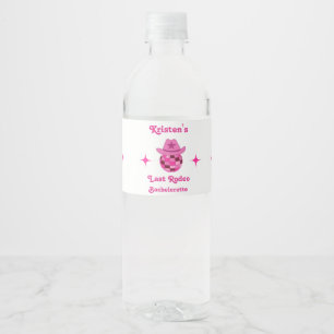 Last Rodeo Pink Disco Cowgirl Bachelorette Water Bottle Label