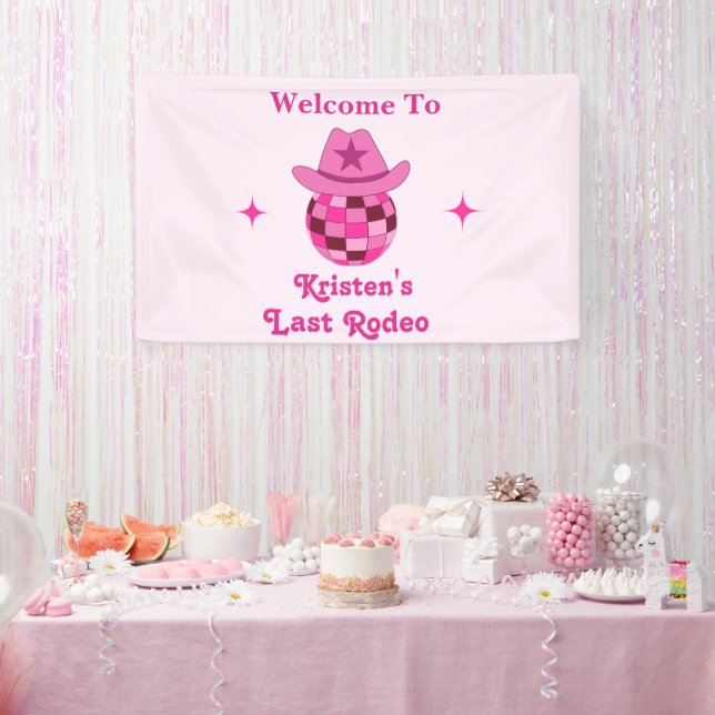 Last Rodeo Pink Disco Cowgirl Bachelorette Welcome Banner (Party)