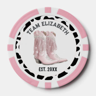 Last Rodeo Pink Fringe Cowgirl Boots Photo Poker Chips