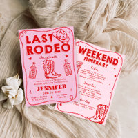 Last Rodeo Pink Red Cowgirl Bachelorette Weekend