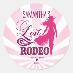 Last Rodeo Pink Red Cowgirl Nash Bash Bachelorette Classic Round Sticker