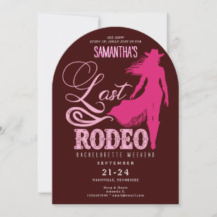 Last Rodeo Pink Red Cowgirl Nash Bash Bachelorette Invitation