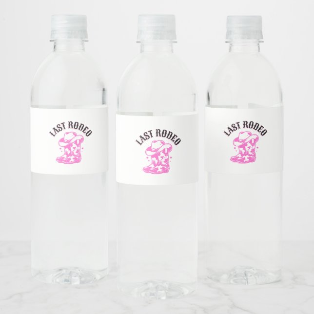 last rodeo pink southern bachelorette party water bottle label (Bottles)
