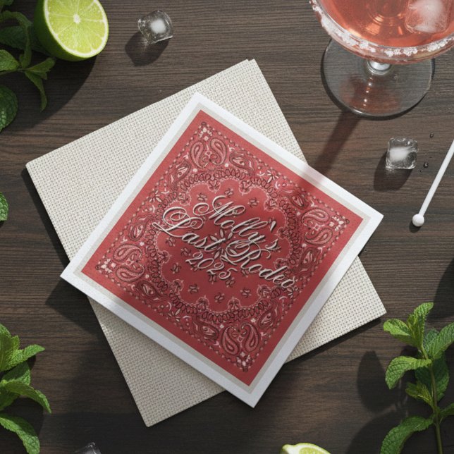 Last Rodeo Red Western Bachelorette Napkin (Last Rodeo Red Western Bachelorette Napkins)