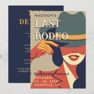 Last Rodeo Retro Poster Art Bachelorette Weekend Invitation