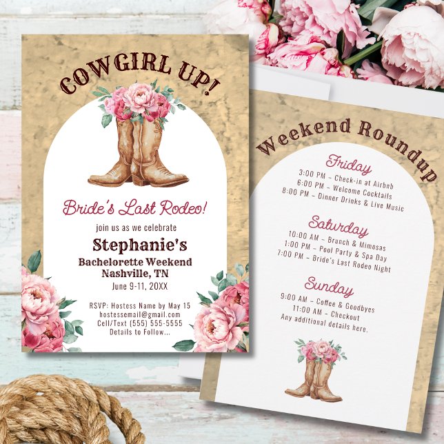 Last Rodeo Rustic Pink Cowgirl Bachelorette Invitation (Creator Uploaded)