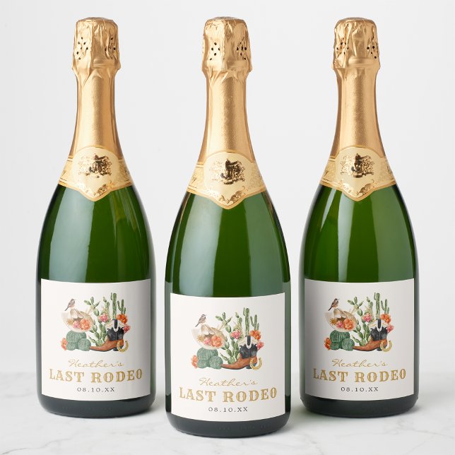 Last Rodeo Sparkling Wine Label (Last Rodeo Bachelorette Party Sparkling Wine Label by Painted Paperie
)