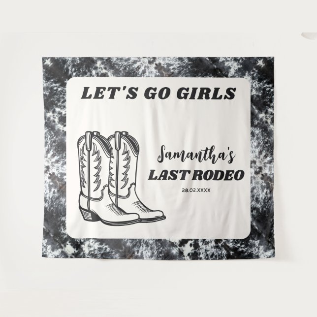 Last Rodeo Western Cowgirl Bachelorette Party Tapestry (Front (Horizontal))