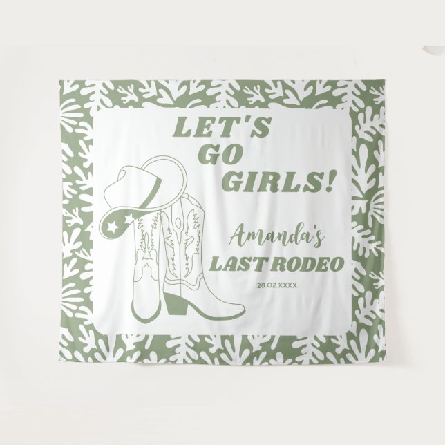 Last Rodeo Western Cowgirl Bachelorette Party Tapestry (Front (Horizontal))