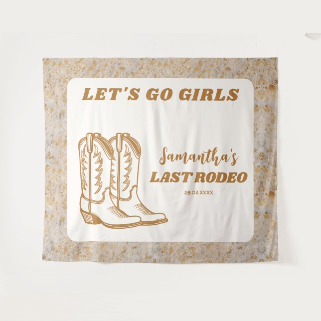 Last Rodeo Western Cowgirl Bachelorette Party Tapestry (Front (Horizontal))