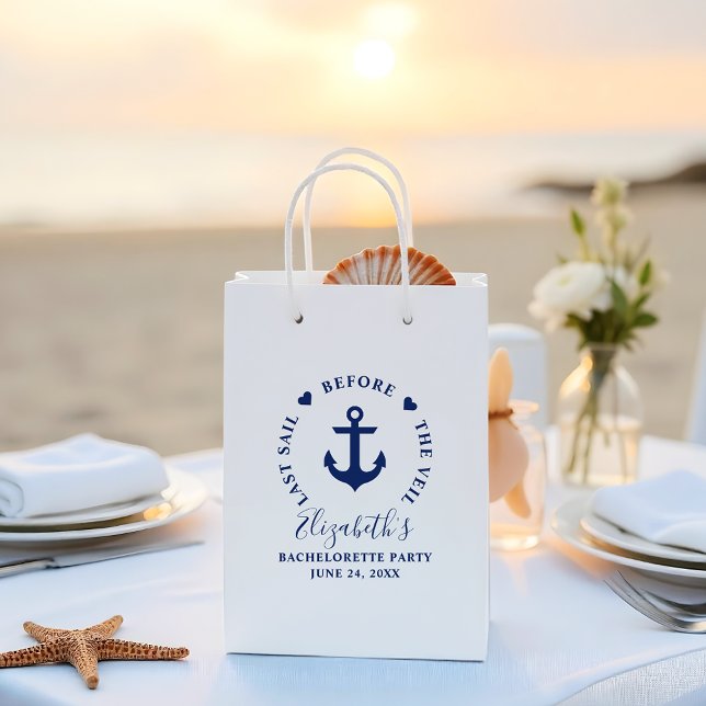 Last Sail Before The Veil Bachelorette Favour Medium Gift Bag (Customize to change text size or text style.)