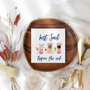 Last Sail Before The Veil Bachelorette Party Blue  Napkin