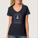 Last Sail Before The Veil Bachelorette Party Blue T-Shirt<br><div class="desc">Last Sail Before The Veil Nautical Bachelorette Party Anchor Hearts Navy Blue V-Neck T-Shirt</div>