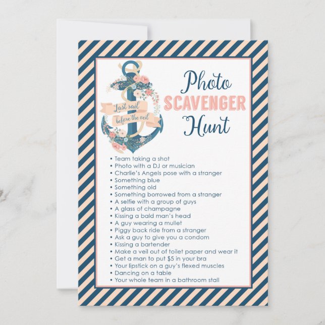 Last Sail Before the Veil Bachelorette Party Game Invitation (Front)