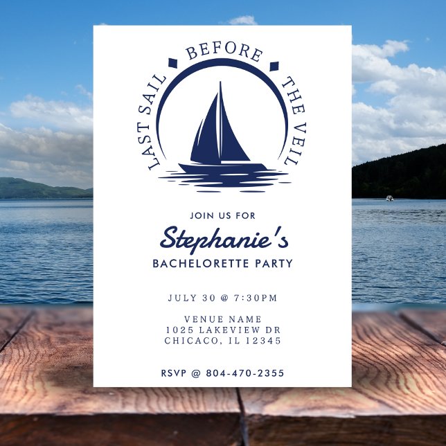 Last Sail Before the Veil Bachelorette Party Invitation (Creator Uploaded)