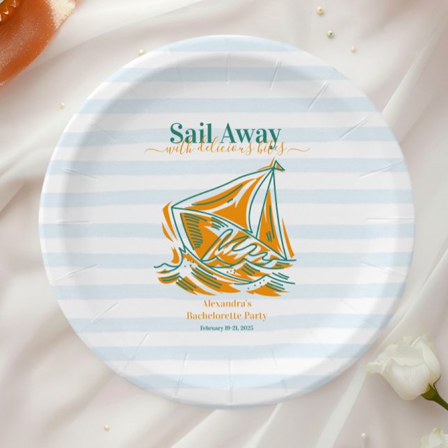 Last Sail Before the Veil Bachelorette Party  Paper Plate (Creator Uploaded)