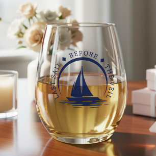 Last Sail Before the Veil Bachelorette Party Stemless Wine Glass