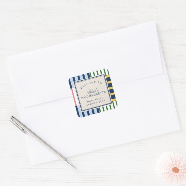 Last Sail Before the Veil Bachelorette Square Sticker (Envelope)