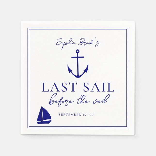 Last Sail Before The Veil Bachelorette Weekend Napkin (Front)