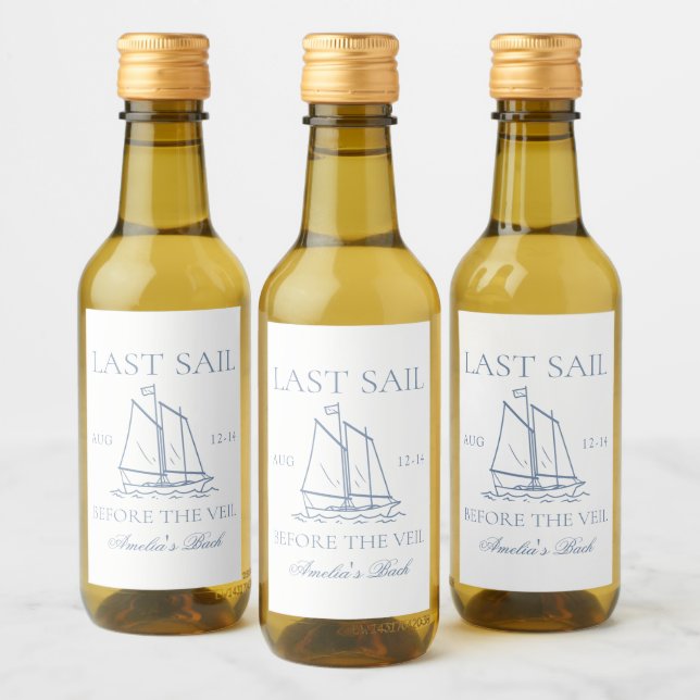Last Sail Before The Veil Bachelorette Weekend Wine Label (Bottles)